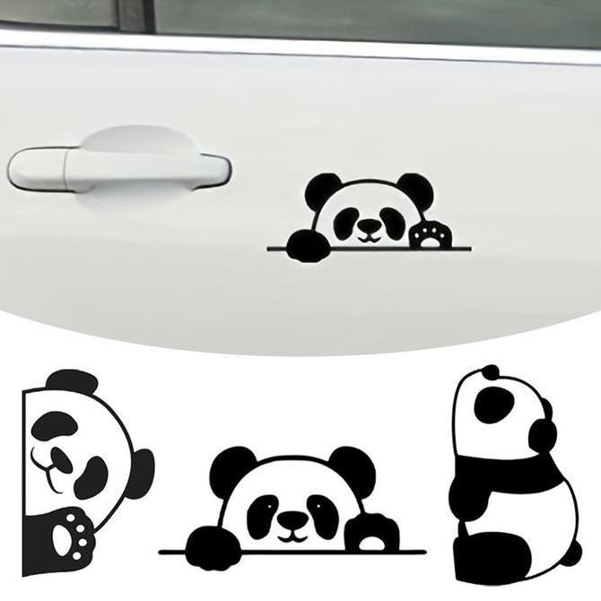 TOPFUF Stiker Mobil Panda 3D Cutting Sticker - Desain Lucu Peeking Panda untuk Dekorasi Body Mobil/M