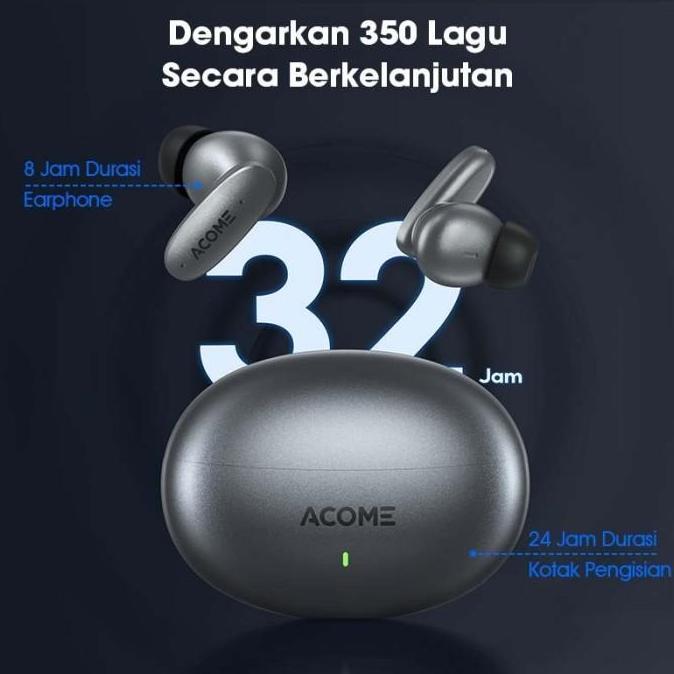 Acome True Wireless Earbuds Headset Bluetooth 5.3 TWS Garansi 1 Thn T8