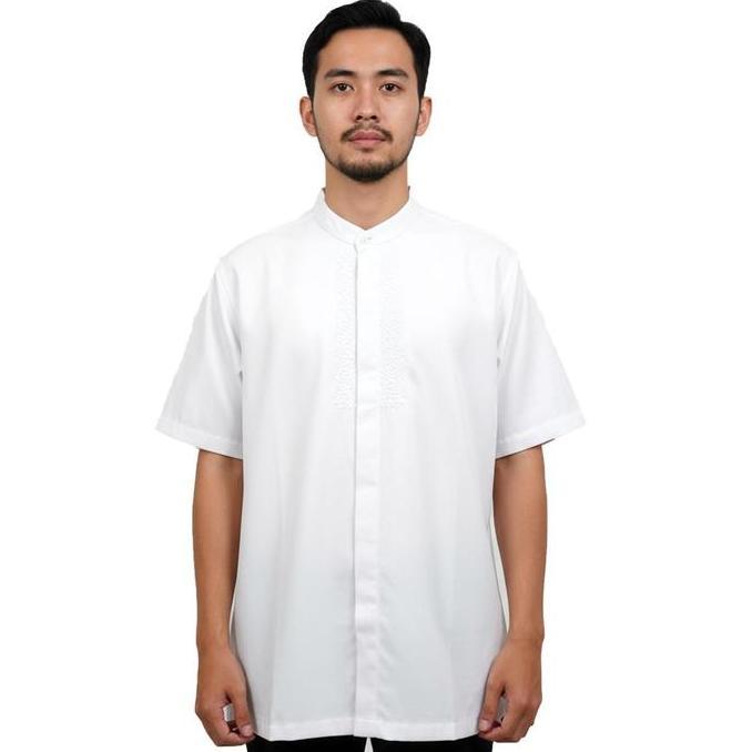 Best Item, Topten Kemeja Koko Pria Lengan Pendek Bahan Katun Variasi Bordir Warna Putih