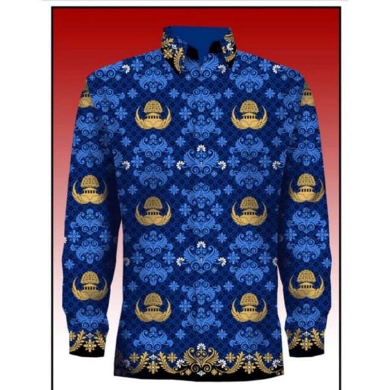 NEW BAJU KEMEJA BATIK PRIA PNS ASN SERAGAM KORPRI 2025 KERAH TANGAN TUMPAL HITAM KATUN 40S LAPIS FUR