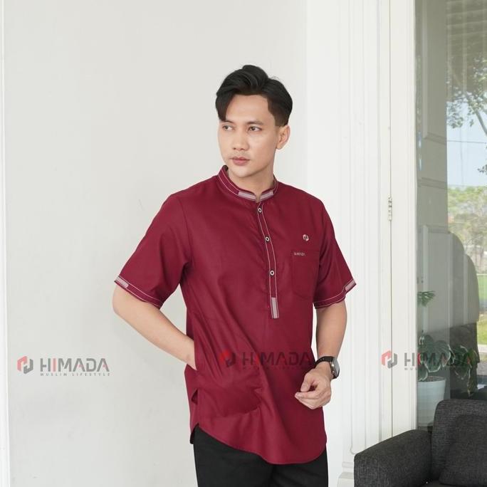 HIMADA LOOK Koko Zafar Pendek Dewasa Kurta Baju Muslim Pria Dewasa Polos Lengan Pendek Koko Sunnah
