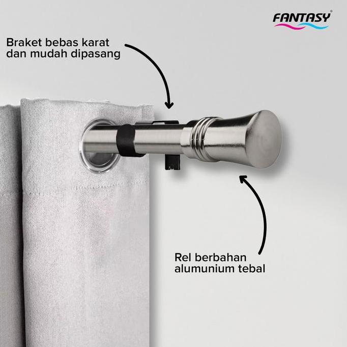 Fantasy Curtain Rod Batang Rel Gorden Jendela 60-250 cm Bahan Besi Adjustable Minimalis Fleksibel