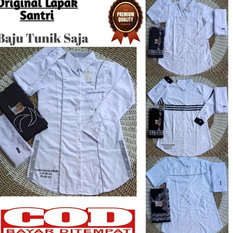 Baju Santri Putri | Tunik Santri Putri Toyobo Putih Polos | Tunik Santriwati | Atasan Santriwati| At