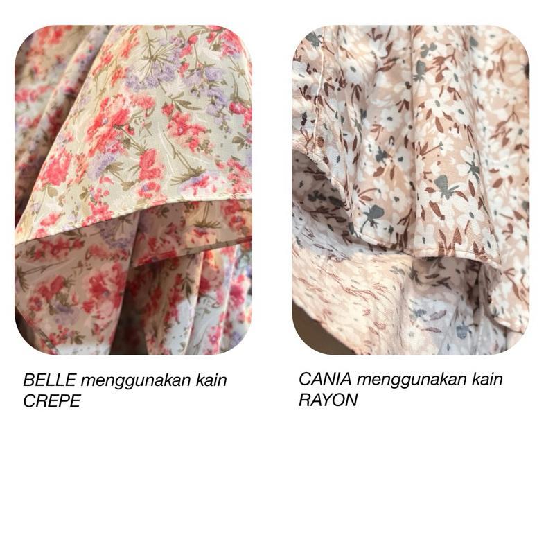 [Cod] Tunik Midi Gamis Crepe Ceruty Babydoll Rayon Motif Bunga Busui Friendly - Midi Dress Ceruti Ke