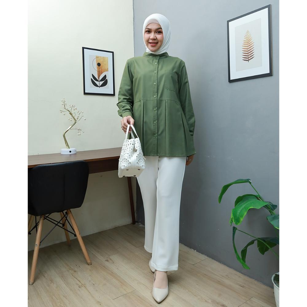 Cod - M, L, Xl, Xxl - Original Ayesa Top Sku Ke 1 - Pakaian Kemeja Kerja Wanita By Hijab Mamah Icis 