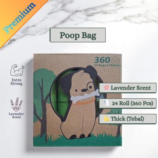 BigPaw Poop Bag Thick Tebal Lavender Scent 360 pcs | 24 roll | Anabul Poop Bag | Plastik Diaper | Pl