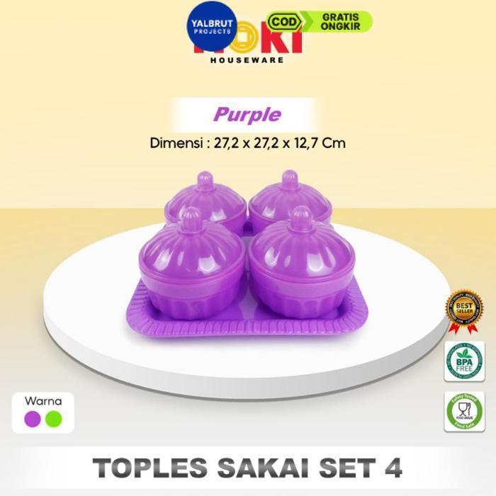 Gratis Ongkir Toples Nampan Sakai Set 4 / Toples Kue Kering / Toples Tempat Kue Lebaran Natal Imlek 
