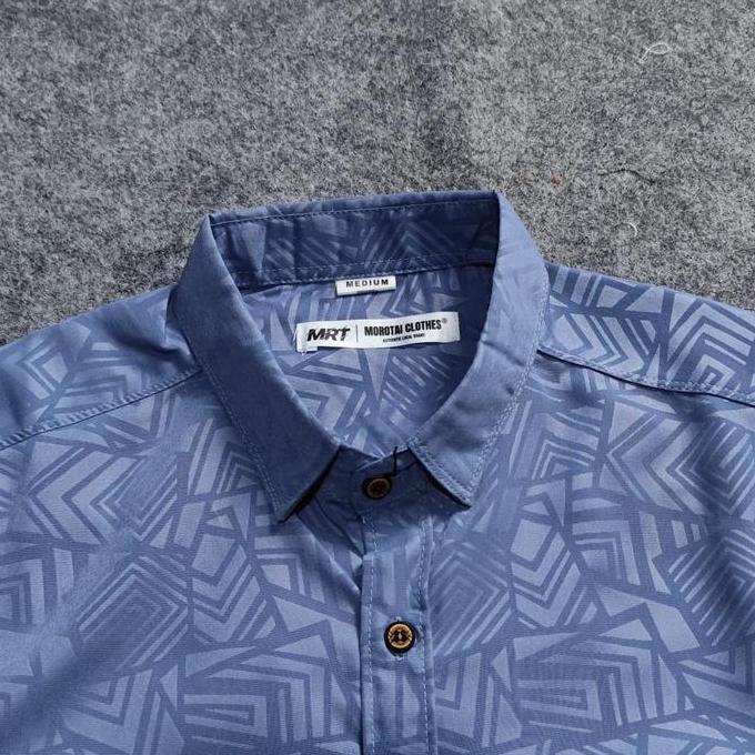Kemeja Embos Sultan Pria Lengan Pendek Denim Etnik Casual Slimfit