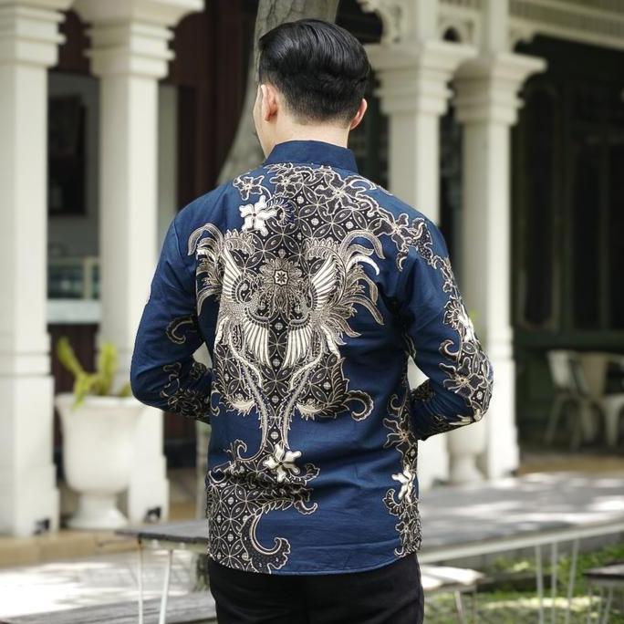 New Ranggalawe Navy Rose Gold Slimfit  Panjang Pendek Katun Prima Kerja Nyaman Hem Pria Full Furing 