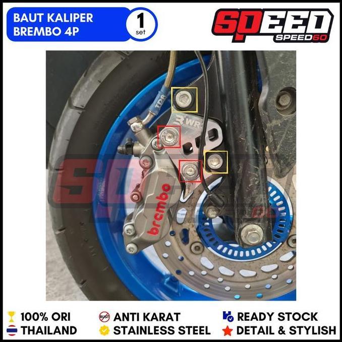 Probolt Baut Breket Kaliper Brembo 4P Depan Xmax King Nut Thailand