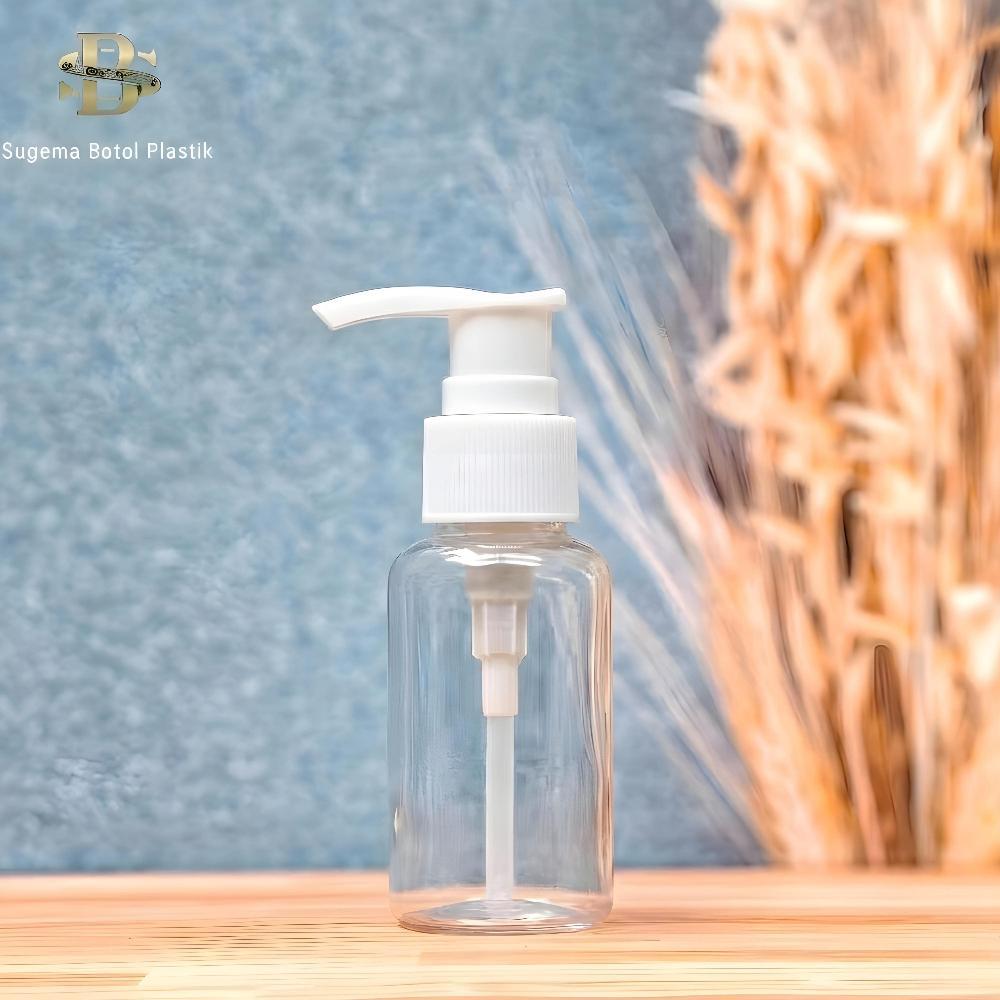 BEST SALE Botol Pump 60ml Bening / Botol Plastik 60 Ml Pet Kecil Tutup Pump Lotion