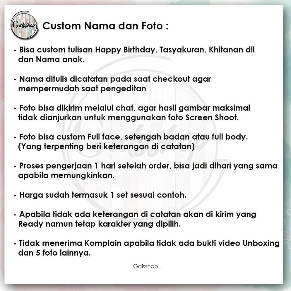 Costum Nama / Foto / Topper Plus Unicorn 2 / Hiasan Kue / Cake Topper