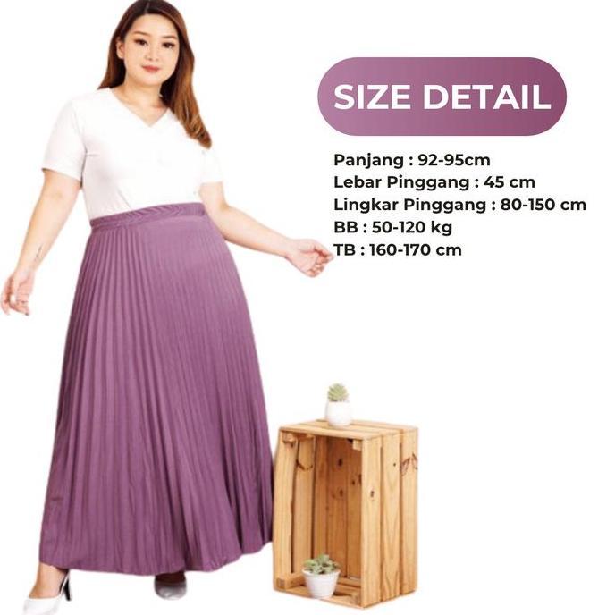 ROK PLISKET JUMBO XXL BY BOSSQUEEN Bawahan  Wanita  Rempel  Panjang  Dewasa Karet Melar Maxi Kain Pe