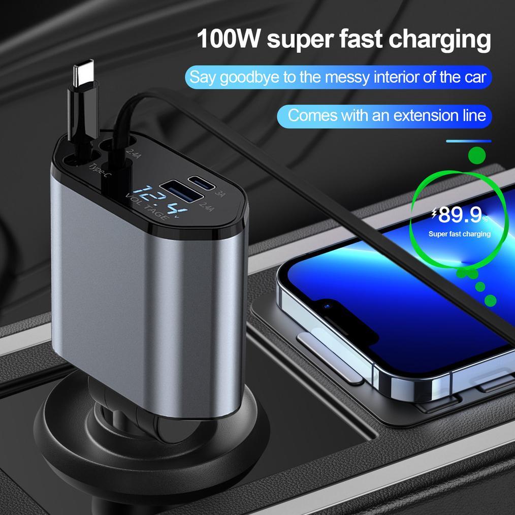 CUCI GUDANG FURINTAMA Car Charger Mobil 4 in 1 Port USB IOS Android 120W