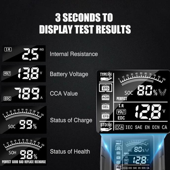 Promo Foxsur Fbt-200 Tester Aki Life Detector System 3Ah-200Ah With Lcd