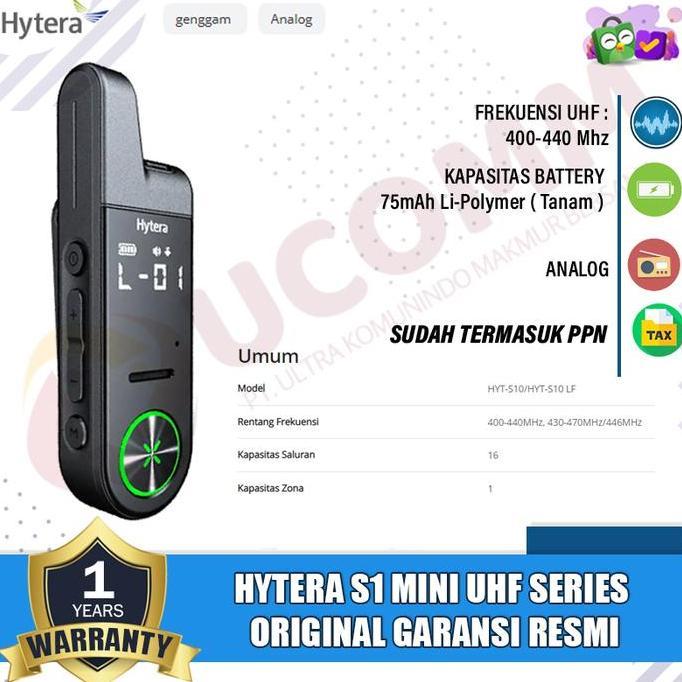 Promo Hytera S1 Mini Series Uhf Hytera S1 Mini Walkie Talkie Hytera S1 Mini Uhf 400 Original Garansi