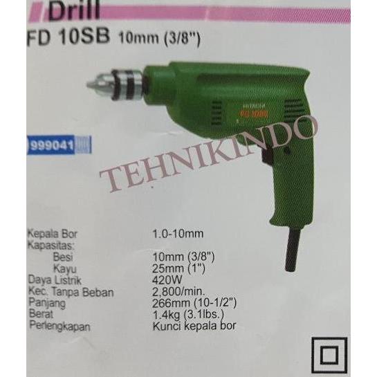 Mesin Bor 10Mm / Drill Machine Hitachi Fd 10Sb