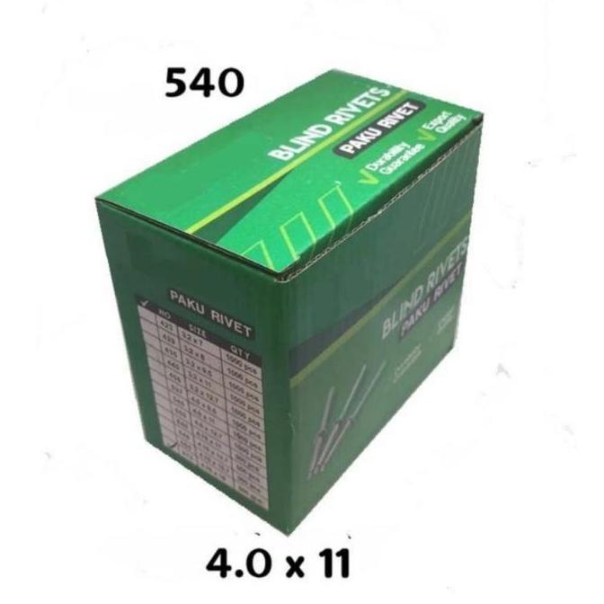 Paku Rivet 540 : 4mm x 11mm DOS isi 1000pcs Blind Rifet AP Dos Kuning 1 Dos 1000 pcs Murah Ripet 4 m
