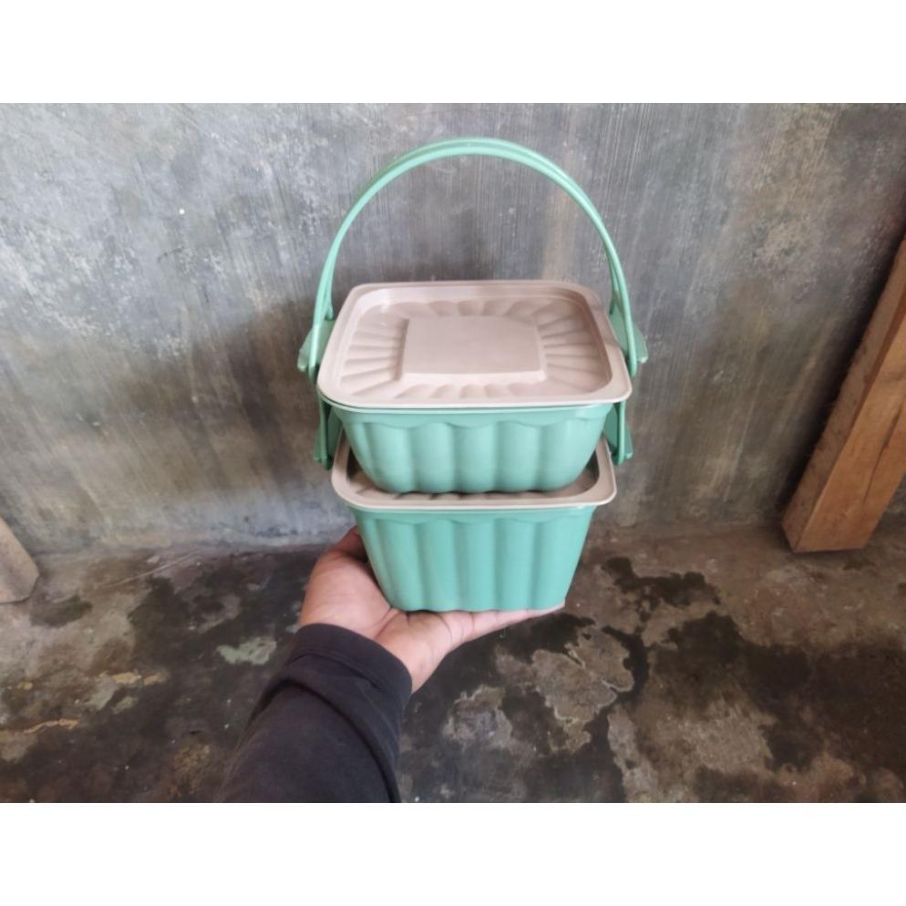 NEW PROMO Rantang Mini Plastik 2Susun Tamiya Kotak Pink Hijau