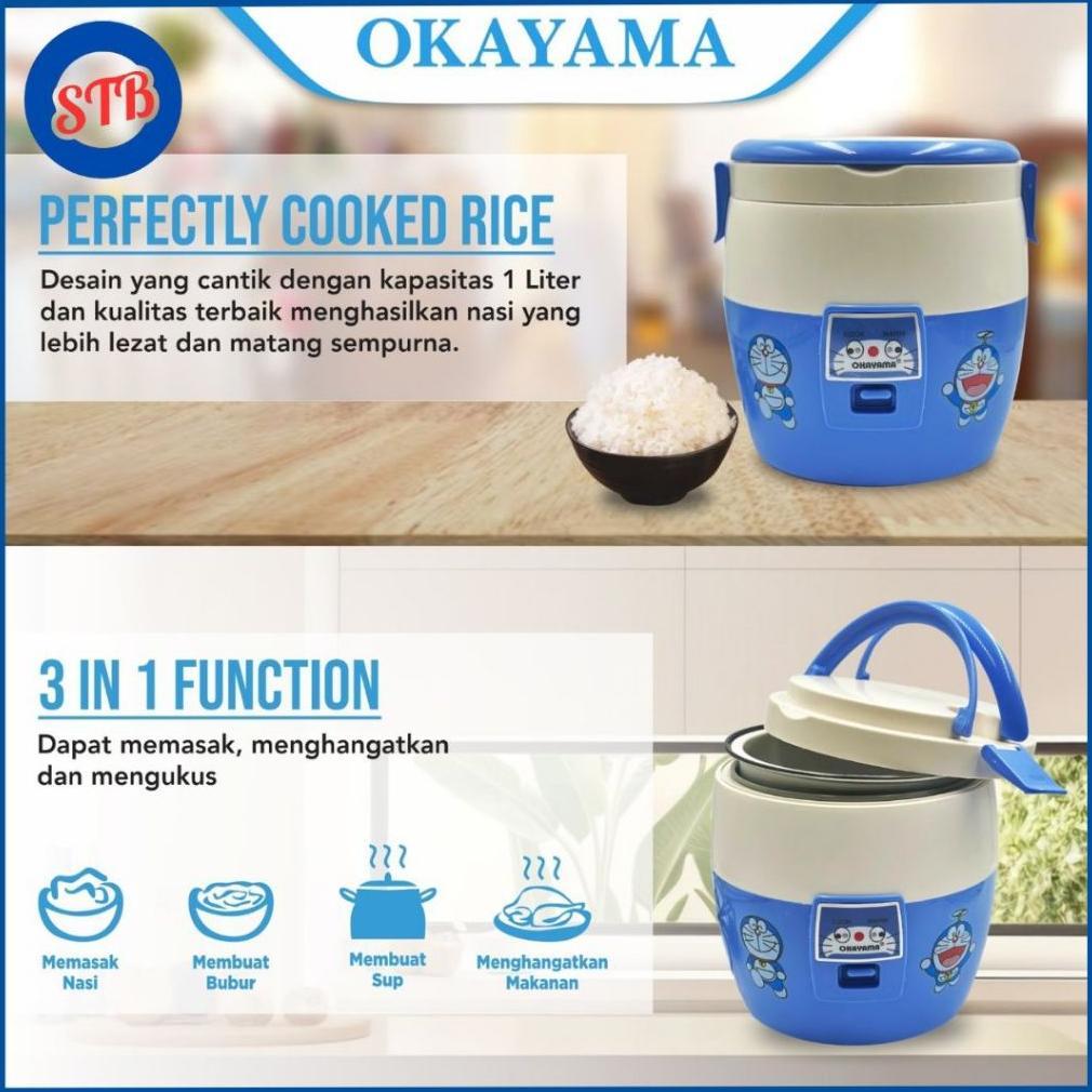 BESTPROMO OKAYAMA Rice Cooker 1 Liter OK-101 magic com mini / portable / travel version / Anti Lengk