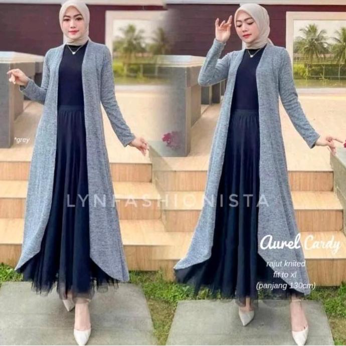 Cardigan Panjang Wanita Fashion Muslimah Kardigan  Rajut/Aurel