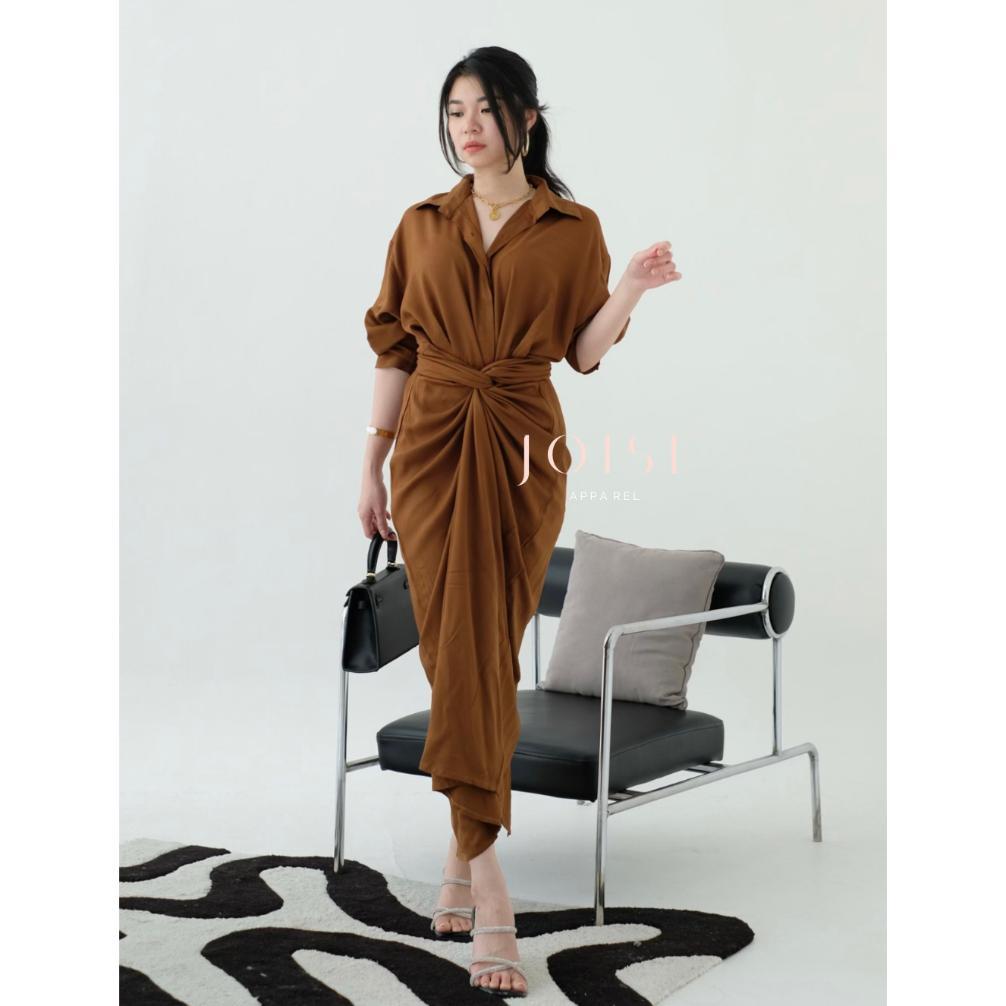 TERBARU JOISE - KYLIE WRAP 3IN1 SHIRT DRESS TALI MAXI / DRESS PANJANG LILIT / DRESS WANITA POLOS