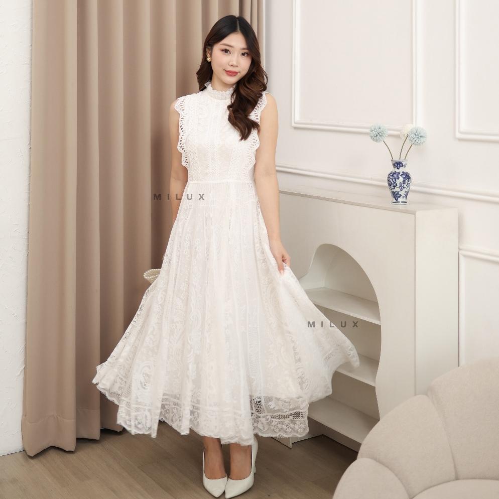 New Dress Putih Gaun Putih Panjang Lace Brokat Elegant Mx369