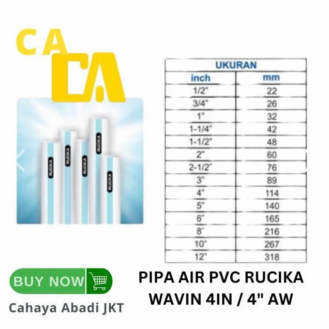 Pipa Air PVC Rucika Wavin 4in / 4" AW Standard Type AW RUCIKA STANDARD