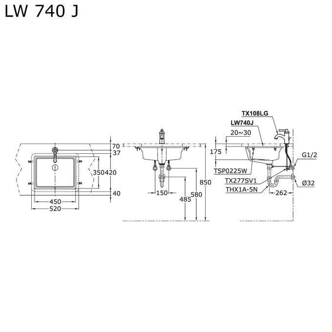 Promo Wastafel Tanam Toto Lw740J Body Only Under Counter Lavatory Complete With Brackets