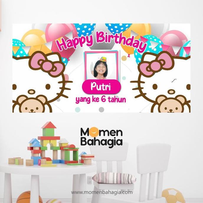 Backdrop / Banner Ulang Tahun Hello Kitty Premium Bagus Murah