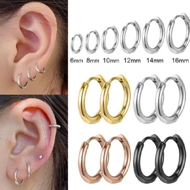 KUALITAS SUPER MINISO BALI | Sepasang Anting Barbel Anting Roda Pria Wanita Bahan Stainless Steel An