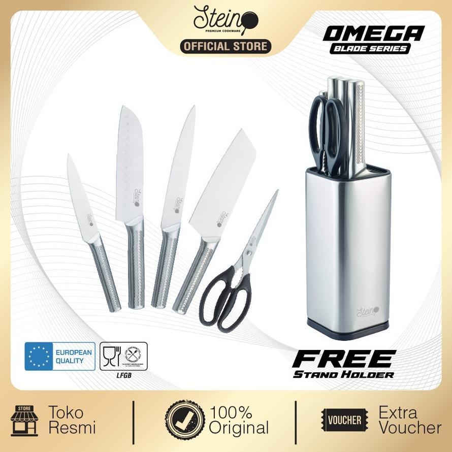 HOT DEALS Pisau Set Steincookware Omega Blade Knives Set Stein Stainless Holder Tempat Pisau Gunting