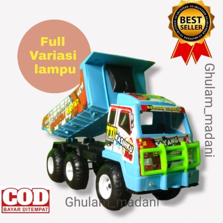 recommended ( bisa cod ) promo mainan anak mobil mobilan truk dump truck bak pasir konstruksi plasti