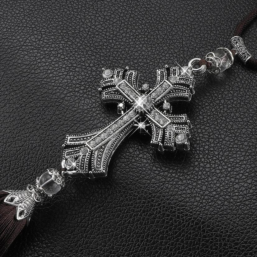 Flash Sale Gantungan Salib Mobil Kristen Car Pendant Christ Cross Hanger Silver Car Crystal Cross Pe