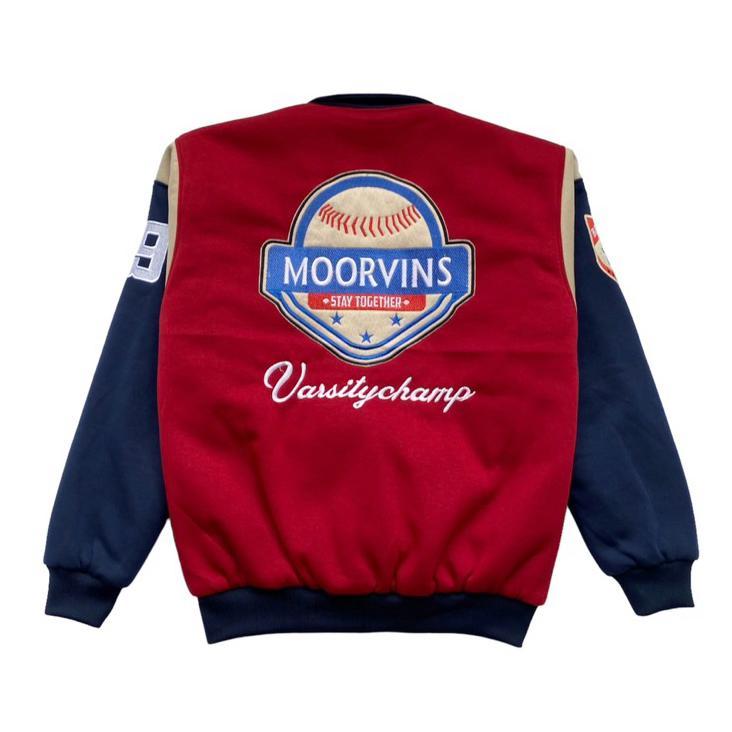 cuci gudang moorvins varsity jacket maroon polar fleece