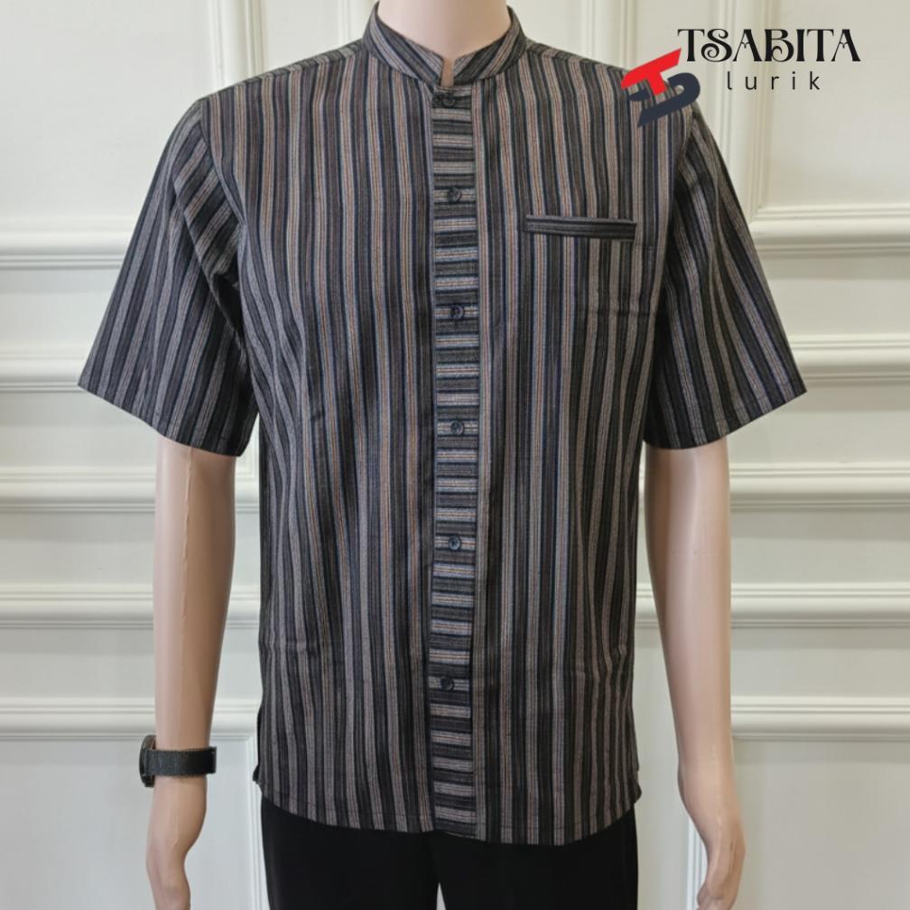 Super Deal Tsabita - Kemeja Lurik Koko Pria Lengan Pendek Baju Lurik Adat Jawa Surjan Premium Kekini