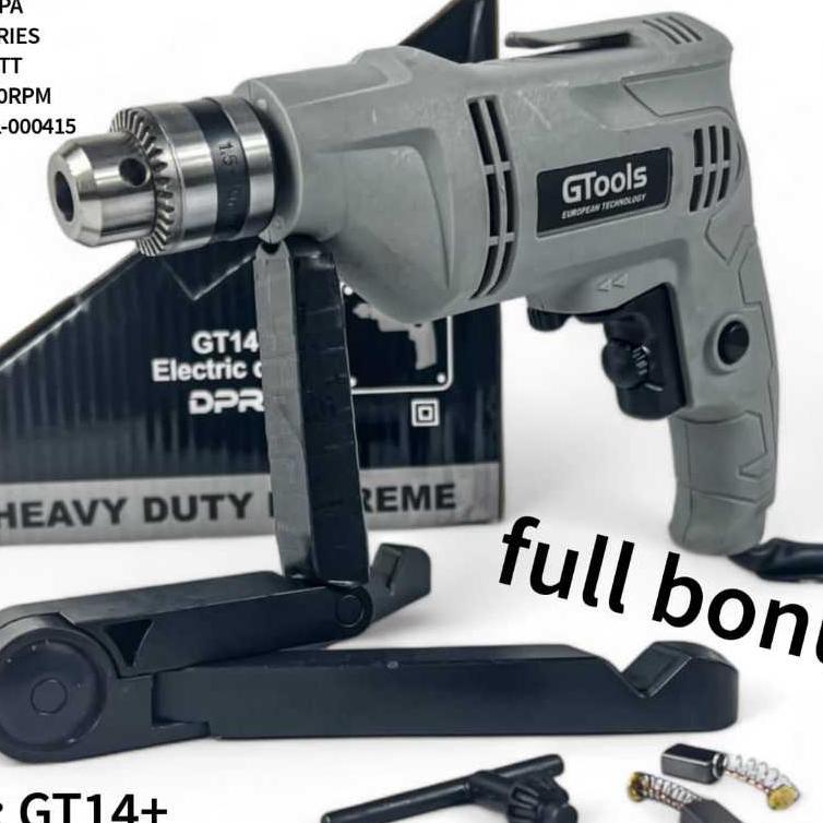 Gtools Eropa Gt14+  Bor Listrik Set 10Mm Body Baja Gtools Eropa  Bor Tembok Besi Kayu