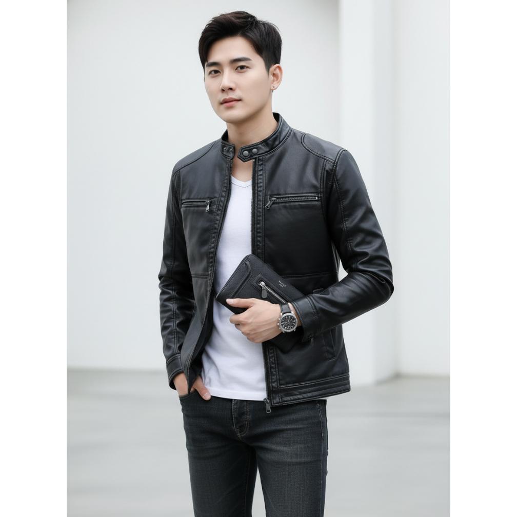 promo delaris jaket kulit pria vector hitam cokelat