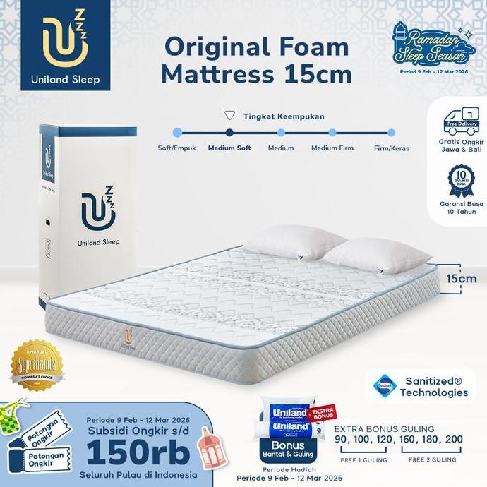 Kasur Busa Uniland Sleep Original 15cm Foam Mattress Box FREE BANTAL