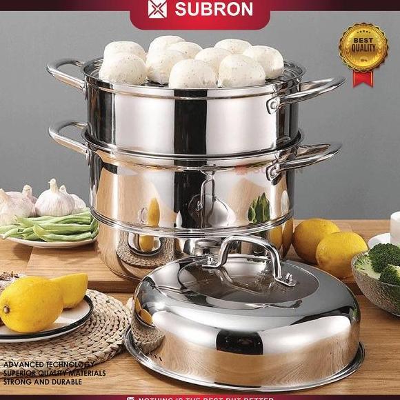 SUBRON PANCI KUKUS 3 SUSUN 40CM BESAR MULTIFUNGSI STAINLESS TEBAL