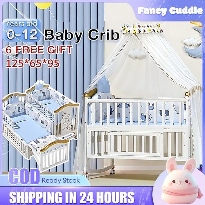 Uzwajahshop - 0-10 TahunRanjang Bayi/ Tempat Tidur Bayi /Tanpa Cat & Tanpa Formalin/Box Tempat Tidur
