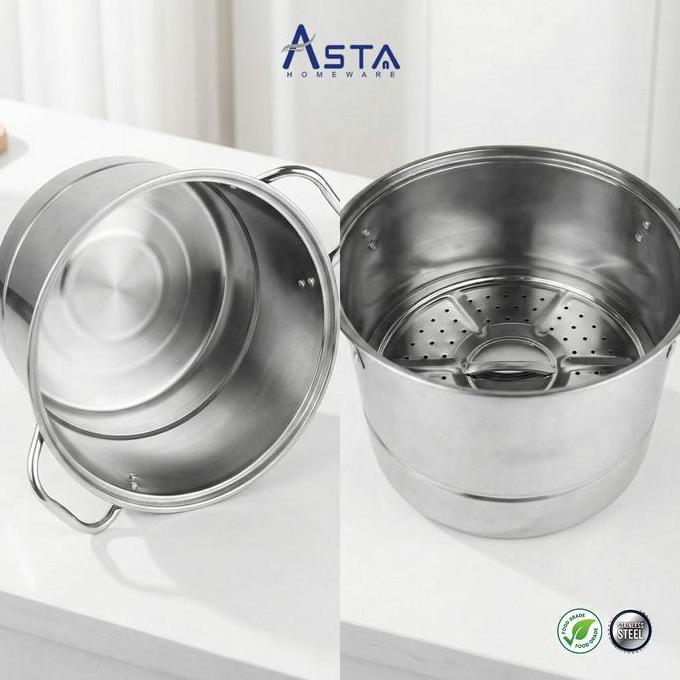 ASTA PANCI KUKUSAN STAINLESS STEEL DANDANG STOCK POT STEAMER SET 4 PCS KITCHENWARE