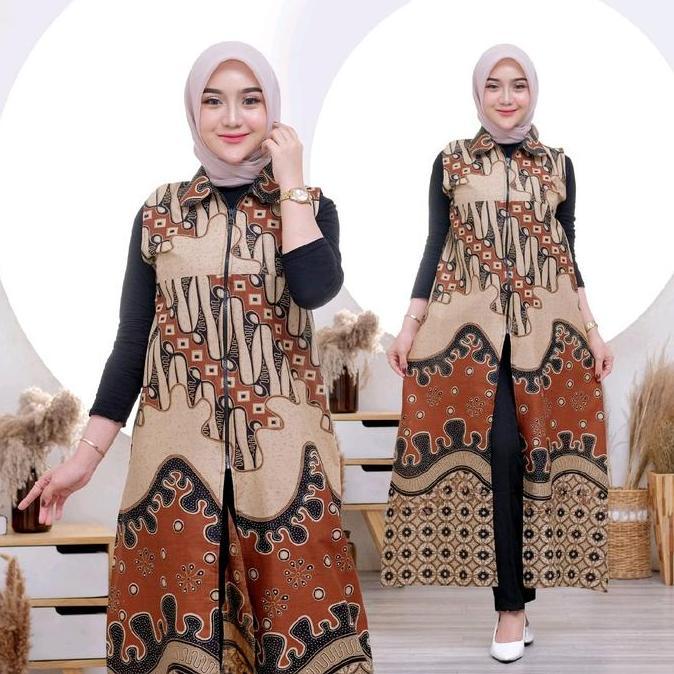 Outer Longkardi Batik Fashion  Bahan Katun, Tersedia Ld 100 Sampai Ld 130 Muslim Cardigan Motif Panj