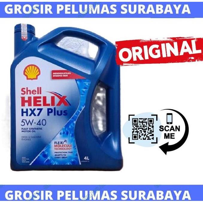 Topsellerijawa - Shell Bare Scan Shell Helix HX7 Plus 5W-4 SN Plus 4ltr Oli Mesin Multigrade SAE 5W-