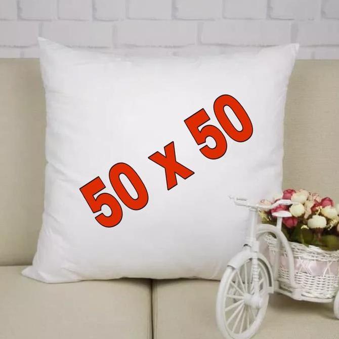Fmlya- Bantal Sofa 50 X 50 Isi Silikon 100% - Kain Katun Blacu Warna Putih - Ib50
