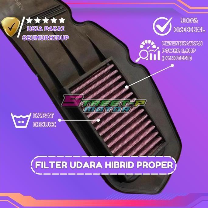 Filter Udara Proper Racing Line Semua Varian Motor Jaring Hybrid Motorcycle Filter  Udara Kain