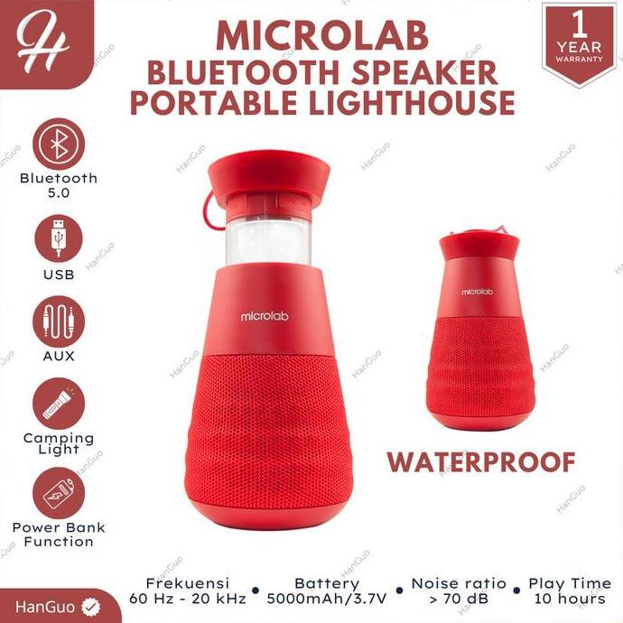 TERMURAH - MICROLAB LIGHTHOUSE BLUETOOTH SPEAKER PORTABLE CAMPING OUTDOOR