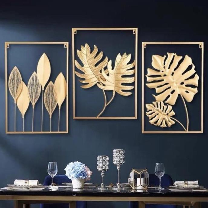 Hiasan Dinding Besi Gold / Wall Decor Leaf Gold