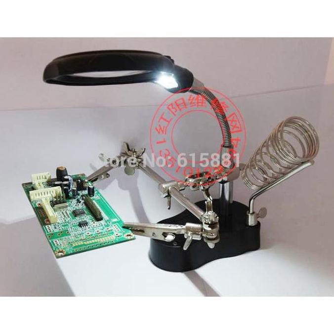 Cod,Bisa- Pegangan Solder Pcb Holder Led Lamp & Kaca Pembesar