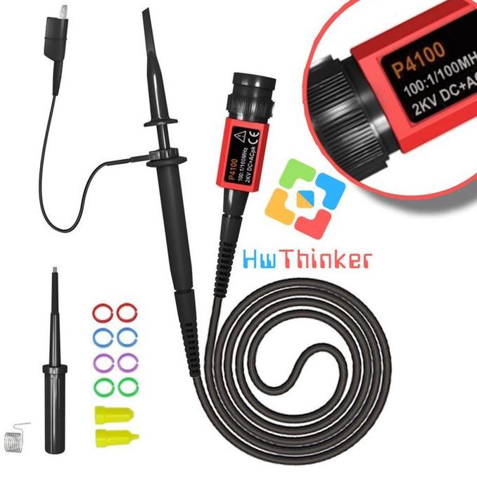 P4100 100X High Voltage 2KV Oscilloscope Clip Probe 100MHz Bandwidth